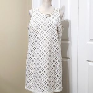 APT 9 BEIGE LACE OVERLAY LINED A-LINE DRESS SZ L IN GREAT CONDITION